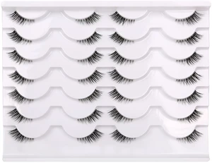 Half False Eyelashes with Clear Band Wispy Cat Eye Look Natural Short Small 3/4 Accent Lashes Faux Mink Fake Eyelash Strips 14 Pairs Pack Half False Eyelashes with Clear Band Wispy Cat Eye Look Natural Short Small 3/4 Accent Lashes Faux Mink Fake Eyelash Strips 14 Pairs Pack