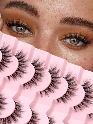 Lashes Natural Cat Eye Lashes Wispy Eyelashes 15mm False Eyelashes Wispy Lash Strips 3D Volume Fake Eyelash Thin Cotton Band Soft Eye Lash Pack 7 Pairs Lashes Natural Cat Eye Lashes Wispy Eyelashes 15mm False Eyelashes Wispy Lash Strips 3D Volume Fake Eyelash Thin Cotton Band Soft Eye Lash Pack 7 Pairs
