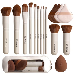 Makeup Brush Set 11Pcs Bamboo Synthetic Kabuki Brush Set Foundation Powder Blending Concealer Eye shadows Blush Cosmetics Brushes with Organizer Bag & Makeup Sponge (Beige) Makeup Brush Set 11Pcs Bamboo Synthetic Kabuki Brush Set Foundation Powder Blending Concealer Eye shadows Blush Cosmetics Brushes with Organizer Bag & Makeup Sponge (Beige)