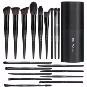 Makeup Brush Set 18 Pcs Premium Synthetic Foundation Powder Concealers Eye shadows Blush Makeup Brushes with black case (C-Black Makeup Brush Set 18 Pcs Premium Synthetic Foundation Powder Concealers Eye shadows Blush Makeup Brushes with black case (C-Black