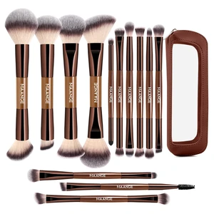 13 Pcs Foundation Makeup Brush Set With Bag, Make up Brushes, Double-End Multi Functional Makeup Brushes, Professional Face Brush Set Tools For Liquid Powder Concealer Cream Blush (Coffee) 13 Pcs Foundation Makeup Brush Set With Bag, Make up Brushes, Double-End Multi Functional Makeup Brushes, Professional Face Brush Set Tools For Liquid Powder Concealer Cream Blush (Coffee)