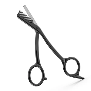 Eyebrow Scissors with Comb - Stainless Steel Eyebrow Trimmer for Women and Men, Precision Eye Brow Comb Scissors, Sleek Eyebrows Shaping Grooming Kit - Black Eyebrow Scissors with Comb - Stainless Steel Eyebrow Trimmer for Women and Men, Precision Eye Brow Comb Scissors, Sleek Eyebrows Shaping Grooming Kit - Black