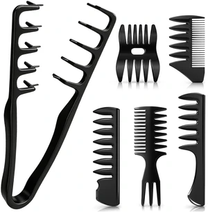 6PC Wide Tooth Comb for Men Texture Styling Combs for Curly Wet Hair | Anti Frizz Fluffy Barber Set Quiff Pompadour Slick Back 6PC Wide Tooth Comb for Men Texture Styling Combs for Curly Wet Hair | Anti Frizz Fluffy Barber Set Quiff Pompadour Slick Back