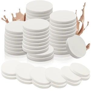 48 Pieces White Makeup Sponge, Cosmetic Sponge Round Foam Pad, Compact Facial Powder Puff, Beauty Makeup Foundation Powder Blender for All Skin Types Wet and Dry Dual Use 48 Pieces White Makeup Sponge, Cosmetic Sponge Round Foam Pad, Compact Facial Powder Puff, Beauty Makeup Foundation Powder Blender for All Skin Types Wet and Dry Dual Use