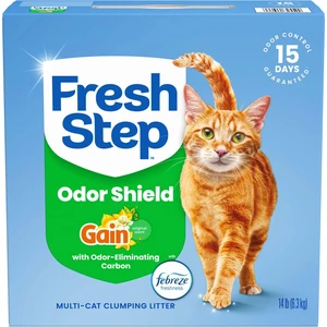 Odor Shield Multi Cat Clumping Cat Litter with Gain, 14 lb. | Odor Shield with Ammonia Block Technology, Low Dust, Compatible with Most Automatic Litter Boxes Odor Shield Multi Cat Clumping Cat Litter with Gain, 14 lb. | Odor Shield with Ammonia Block Technology, Low Dust, Compatible with Most Automatic Litter Boxes