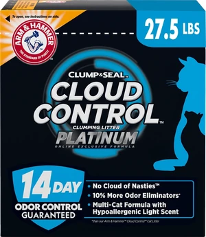 Cloud Control Platinum Cat Litter, 27.5 lbs | Multi-Cat Clumping Litter, Hypoallergenic and Dust-Free, 14-Day Odor Control Cloud Control Platinum Cat Litter, 27.5 lbs | Multi-Cat Clumping Litter, Hypoallergenic and Dust-Free, 14-Day Odor Control
