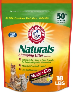 Naturals Clumping Cat Litter, Multi Cat, 18 lbs | Plant-Based, Easy Scoop Clumps, Outstanding Odor Control, 2X Liquid Absorption, Low Dust, Lightweight Formula Naturals Clumping Cat Litter, Multi Cat, 18 lbs | Plant-Based, Easy Scoop Clumps, Outstanding Odor Control, 2X Liquid Absorption, Low Dust, Lightweight Formula