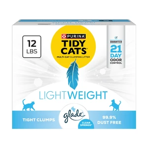 Lightweight Scented Cat Litter, 12 lb. Box | Scented with Glade Clear Springs Scent, lighter weight with same amount of litter, fights ammonia and fecal odor Lightweight Scented Cat Litter, 12 lb. Box | Scented with Glade Clear Springs Scent, lighter weight with same amount of litter, fights ammonia and fecal odor