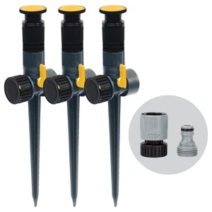 65185AMZ Multi-Adjustable Spike Sprinkler Set, 3 Pack, Waters Up to 30 Ft. Diameter Each, Adjustable Angle Direction and Distance, Flow-Through Base, Quick Connect Bundle 65185AMZ Multi-Adjustable Spike Sprinkler Set, 3 Pack, Waters Up to 30 Ft. Diameter Each, Adjustable Angle Direction and Distance, Flow-Through Base, Quick Connect Bundle