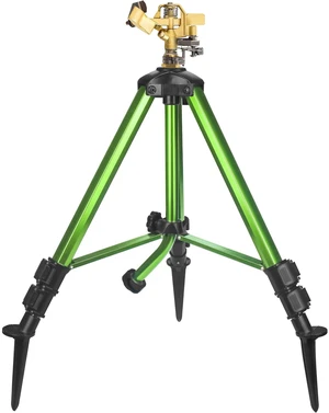 Impact Sprinkler on Tripod Base with Stakes, 1 Count | 360 Degree Large Area Coverage Irrigator, Extension Legs, Adjustable Brass Sprinkler Head Nozzle Impact Sprinkler on Tripod Base with Stakes, 1 Count | 360 Degree Large Area Coverage Irrigator, Extension Legs, Adjustable Brass Sprinkler Head Nozzle