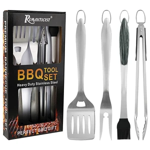 4pc Heavy Duty Grill Accessories for Top Chef - Professional Grill Tools Set & Basic BBQ Tools for Backyard Restaurant Outdoor Kitchen - Deluxe Grill Gift for Dad on Fathers Day Christmas 4pc Heavy Duty Grill Accessories for Top Chef - Professional Grill Tools Set & Basic BBQ Tools for Backyard Restaurant Outdoor Kitchen - Deluxe Grill Gift for Dad on Fathers Day Christmas