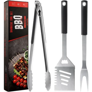 Griddle Accessories Kit - Heavy Duty Grill Tools Set, Grilling Accessories | Stainless Steel BBQ Set with Grill Tongs, Spatula, Fork and Gift-Box for Outdoor Barbecue, Home Grill (3PCS) Griddle Accessories Kit - Heavy Duty Grill Tools Set, Grilling Accessories | Stainless Steel BBQ Set with Grill Tongs, Spatula, Fork and Gift-Box for Outdoor Barbecue, Home Grill (3PCS)