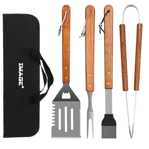 Wooden BBQ Accessories Grill Sets,Stainless Steel BBQ Grill Tools Utensils Set for Outdoor Grilling, Cooking, Backyard Barbecue & Camping Gift for Man Dad Women Barbecue Enthusiasts Set of 4 Wooden BBQ Accessories Grill Sets,Stainless Steel BBQ Grill Tools Utensils Set for Outdoor Grilling, Cooking, Backyard Barbecue & Camping Gift for Man Dad Women Barbecue Enthusiasts Set of 4