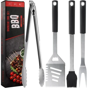 Griddle Accessories Kit - Heavy Duty Grill Tools Set, Grilling Accessories | Stainless Steel BBQ Set with Grill Tongs, Spatula, Fork, Brush and Gift-Box for Outdoor Barbecue, Home Grill (4PCS) Griddle Accessories Kit - Heavy Duty Grill Tools Set, Grilling Accessories | Stainless Steel BBQ Set with Grill Tongs, Spatula, Fork, Brush and Gift-Box for Outdoor Barbecue, Home Grill (4PCS)