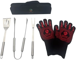 Stainless Steel Grill Set, 5 Piece Heavy Duty Barbecue Tools, BBQ Grilling Accessories Grill Kit with Tongs, Spatula, Fork, Gloves and Zippered Carry Bag, BBQ Grill Accessories Stainless Steel Grill Set, 5 Piece Heavy Duty Barbecue Tools, BBQ Grilling Accessories Grill Kit with Tongs, Spatula, Fork, Gloves and Zippered Carry Bag, BBQ Grill Accessories