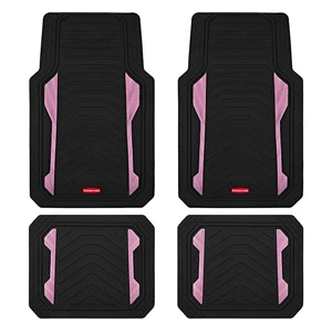 Car Floor Mat, Heavy Duty All-Weather Car Mats Full Set with Dual-Tone Pink Aluminum Inserts Universal Fit, Anti-Slip Backing, Trim-to-Fit for Most SUV, Sedan, Van Car Floor Mat, Heavy Duty All-Weather Car Mats Full Set with Dual-Tone Pink Aluminum Inserts Universal Fit, Anti-Slip Backing, Trim-to-Fit for Most SUV, Sedan, Van