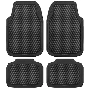 Black Rubber Car Mats, All-Weather Floor Mats Full Set Durable Anti-Slip 3D Rhombus Waterproof Automotive Pad Trim to Fit Liner Universal Fit for Sedan SUV Truck Van, 4 Pcs All Black Rubber Black Rubber Car Mats, All-Weather Floor Mats Full Set Durable Anti-Slip 3D Rhombus Waterproof Automotive Pad Trim to Fit Liner Universal Fit for Sedan SUV Truck Van, 4 Pcs All Black Rubber