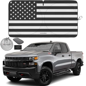 Truck Windshield Sun Shade - American Flag, 64 x 33.5 in Truck Windshield Sun Shade - American Flag, 64 x 33.5 in