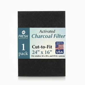 Activated Carbon Filter Pad - Cut To Fit AC Filter - Removes Dust, Odors & VOCs, Also for Window Units, RV, Air Purifier, & Air Vent Filters for Home Ceiling, Made in USA - 24"x16" Activated Carbon Filter Pad - Cut To Fit AC Filter - Removes Dust, Odors & VOCs, Also for Window Units, RV, Air Purifier, & Air Vent Filters for Home Ceiling, Made in USA - 24"x16"
