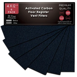 Carbon Filters 4"x12" Activated Charcoal Vent Floor Heater Pre-Filter Sheet | 4x12 Inch FIlter Work in Home Air Purifier, HVAC Register, Ceiling, Furnace 6-Pack (Black) Carbon Filters 4"x12" Activated Charcoal Vent Floor Heater Pre-Filter Sheet | 4x12 Inch FIlter Work in Home Air Purifier, HVAC Register, Ceiling, Furnace 6-Pack (Black)