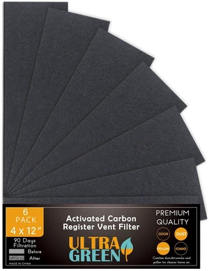 4 x 12 Inch Air Vent Filters Activated Charcoal Carbon Floor Pre-Filter | Premium for Floor Registers Work in Indoor Home Purifier, Air Conditioner 4" x 12" 6-Pack (Black) 4 x 12 Inch Air Vent Filters Activated Charcoal Carbon Floor Pre-Filter | Premium for Floor Registers Work in Indoor Home Purifier, Air Conditioner 4" x 12" 6-Pack (Black)