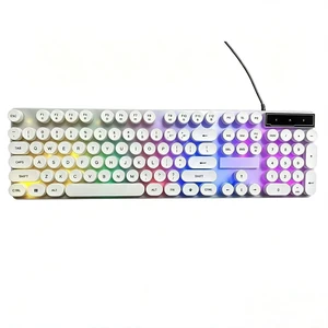 Vintage Round Keycaps Wired Keyboard with RGB LED Backlight. | Quiet Gaming Keyboard for PC, Laptop, Desktop, Office & Home(Black) Vintage Round Keycaps Wired Keyboard with RGB LED Backlight. | Quiet Gaming Keyboard for PC, Laptop, Desktop, Office & Home(Black)