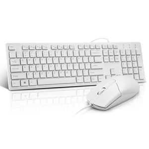 Wired Keyboard and Mouse Combo, Full-Sized Ergonomic Computer Keyboard and Optical Wired Mouse for Windows, Mac OS Desktop/Laptop/PC-White Wired Keyboard and Mouse Combo, Full-Sized Ergonomic Computer Keyboard and Optical Wired Mouse for Windows, Mac OS Desktop/Laptop/PC-White