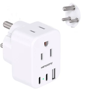 US to India Plug Adapter, Type D Travel Charger Power Adaptor Bangladesh | 2 AC Outlets 3 USB Ports (2 USB C), India Power Travel Adapter for USA to India, Bangladesh, Maldives, Pakistan, Sri Lanka US to India Plug Adapter, Type D Travel Charger Power Adaptor Bangladesh | 2 AC Outlets 3 USB Ports (2 USB C), India Power Travel Adapter for USA to India, Bangladesh, Maldives, Pakistan, Sri Lanka