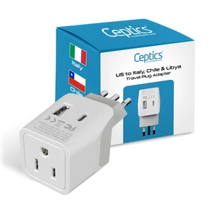 Italy Travel Plug Adapter Type L Italy Power Adapter with USB-C & A + USA Input Compact, Safe Grounded for Phones, Laptops & More (CTU 12A) Italy Travel Plug Adapter Type L Italy Power Adapter with USB-C & A + USA Input Compact, Safe Grounded for Phones, Laptops & More (CTU 12A)