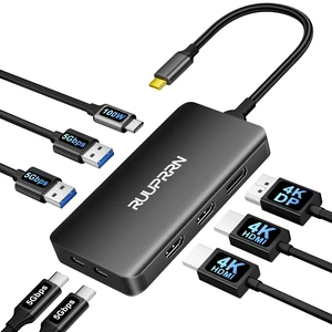 Laptop Docking Station 3 Monitors, 8 in 1 USB C Dock Dongle with 2 HDMI, DP | USB C Docking Station Dual Monitor Triple 4K Display, 5Gbps USBA/C 3.0, 100W PD, USBC Multiport Adapter for Dell, HP Laptop Docking Station 3 Monitors, 8 in 1 USB C Dock Dongle with 2 HDMI, DP | USB C Docking Station Dual Monitor Triple 4K Display, 5Gbps USBA/C 3.0, 100W PD, USBC Multiport Adapter for Dell, HP