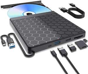 External CD/DVD Drive for Laptop, USB 3.0 CD Burner with TF/SD Card Slots, DVD Player for Laptop, USB CD DVD +/-RW Drive CD Reader for PC Laptop Desktop Windows 11/10/8.1/7 Linux Macbook Mac OS External CD/DVD Drive for Laptop, USB 3.0 CD Burner with TF/SD Card Slots, DVD Player for Laptop, USB CD DVD +/-RW Drive CD Reader for PC Laptop Desktop Windows 11/10/8.1/7 Linux Macbook Mac OS