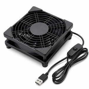 120mm USB Cooling Fan, 5V PC Fan with On Off Switch | 1500 RPM fan with rubber feet, protective grille and 39.37 in cable for routers, receivers, TV boxes and AV cabinets. 120mm USB Cooling Fan, 5V PC Fan with On Off Switch | 1500 RPM fan with rubber feet, protective grille and 39.37 in cable for routers, receivers, TV boxes and AV cabinets.
