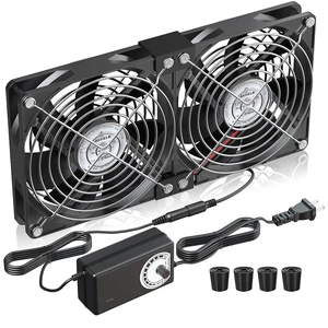 2 x 120mm 240mm Computer Fan with AC Plug 110V/220V to DC 12V Power Supply, Speed Controller 3V-12V Adjustable, for PC Case/Server/Cabinet/Workstation/Small Box Exhaust Cooling 2 x 120mm 240mm Computer Fan with AC Plug 110V/220V to DC 12V Power Supply, Speed Controller 3V-12V Adjustable, for PC Case/Server/Cabinet/Workstation/Small Box Exhaust Cooling