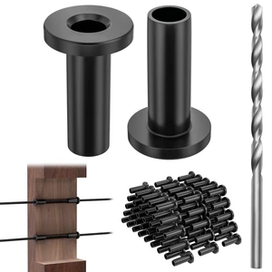 Cable Railing Protector Sleeves - 50 Pack T316 Stainless Steel Protective Sleeves - 1/8" 3/16" 5/32" Black Deck Cable Railing Hardware Kit for Wood Posts Cable Railing Protector Sleeves - 50 Pack T316 Stainless Steel Protective Sleeves - 1/8" 3/16" 5/32" Black Deck Cable Railing Hardware Kit for Wood Posts