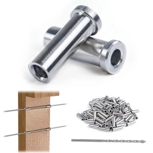 100Pack Cable Railing Level Protector Sleeve for Wood Post CR13 | Deck Cable Railing Hardware for OD 1/8" Wire Rope, ONLY for Wood Post on Level Runs, Drill Bit Included, T316 Stainless Steel 100Pack Cable Railing Level Protector Sleeve for Wood Post CR13 | Deck Cable Railing Hardware for OD 1/8" Wire Rope, ONLY for Wood Post on Level Runs, Drill Bit Included, T316 Stainless Steel