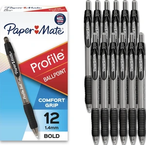 Profile Retractable Ballpoint Pens, Bold Point (1.4mm), Black Ink, 12 Count - Writing, Journaling, Office Supplies Profile Retractable Ballpoint Pens, Bold Point (1.4mm), Black Ink, 12 Count - Writing, Journaling, Office Supplies