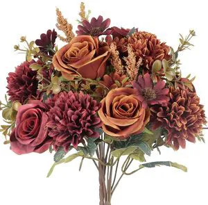 2 Pcs Artificial Fall Flowers, Fake Silk Fall Flowers, Orange+Red | 2 Colors Fake Roses Silk Bouquets with Hydrangea Autumn Faux Flowers Arrangements for Home Wedding Table Centerpieces Decor 2 Pcs Artificial Fall Flowers, Fake Silk Fall Flowers, Orange+Red | 2 Colors Fake Roses Silk Bouquets with Hydrangea Autumn Faux Flowers Arrangements for Home Wedding Table Centerpieces Decor