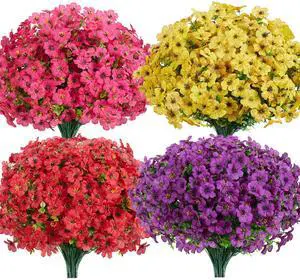 Artificial Flowers for Outdoors Fake Silk Faux Plant 4 Hues 12 Pcs | Outdoors, UV Resistant, Indoor, Outside, Bendable, Adjustable Stems, Look Real, Cemetry, Decoration, Patio, Planter, Pots Artificial Flowers for Outdoors Fake Silk Faux Plant 4 Hues 12 Pcs | Outdoors, UV Resistant, Indoor, Outside, Bendable, Adjustable Stems, Look Real, Cemetry, Decoration, Patio, Planter, Pots