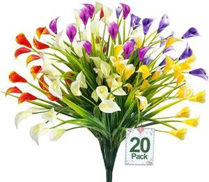 20 Bundles Calla Lily (400 Heads) Artificial Flowers for Outdoors | Fake Plants UV Resistant Faux Plastic Fake Flowers for Indoor Planter Porch Gardens Home Summer Cemetery Decor(Color Mix) 20 Bundles Calla Lily (400 Heads) Artificial Flowers for Outdoors | Fake Plants UV Resistant Faux Plastic Fake Flowers for Indoor Planter Porch Gardens Home Summer Cemetery Decor(Color Mix)