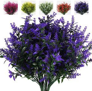 Artificial Greenery Lavender Fake Shrubs Flowers 8 Pcs UV Resistant | Faux Purple Flowers Spring For Outdoor Hanging Planter Flora Fence Indoor Fall Decor Wedding Table Arrangement Bouquet Filler Artificial Greenery Lavender Fake Shrubs Flowers 8 Pcs UV Resistant | Faux Purple Flowers Spring For Outdoor Hanging Planter Flora Fence Indoor Fall Decor Wedding Table Arrangement Bouquet Filler