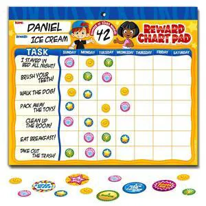 Behavior Reward Chart System - Pad with 26 Chore Charts for Kids, 2800 Stickers to Motivate Responsibility & Good Habits Behavior Reward Chart System - Pad with 26 Chore Charts for Kids, 2800 Stickers to Motivate Responsibility & Good Habits