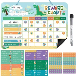 52 Chore Reward Chart for Kids, Dinosaur Magnetic Behaviour Board | 120 Magnetic Star Stickers, Responsibility Board, Daily Routine for Home, Toddlers, Parents, Teachers, Bedtime, Chores, Goals 52 Chore Reward Chart for Kids, Dinosaur Magnetic Behaviour Board | 120 Magnetic Star Stickers, Responsibility Board, Daily Routine for Home, Toddlers, Parents, Teachers, Bedtime, Chores, Goals