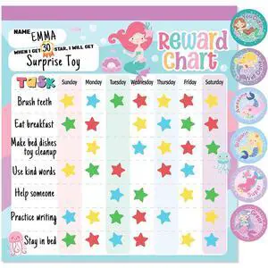 Reward Chart for Kids Mermaid Magnetic Kids Behavior Chart | Pad With 26 Chore Charts, 1920 Star Stickers, 36 Incentive Stickers, Responsibility Chart for Kids Girls Toddlers Reward Chart for Kids Mermaid Magnetic Kids Behavior Chart | Pad With 26 Chore Charts, 1920 Star Stickers, 36 Incentive Stickers, Responsibility Chart for Kids Girls Toddlers
