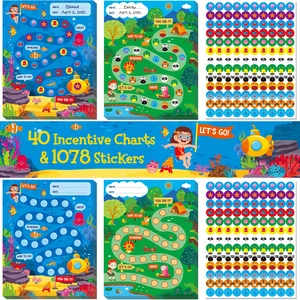 40 Pack Incentive Chart, 2 Adorable Designs with 1078 Stickers, Classroom Family Reward Chart System for Kids Homework Assignments, Attendance, Good Behavior, Chores, Potty Training Progress 40 Pack Incentive Chart, 2 Adorable Designs with 1078 Stickers, Classroom Family Reward Chart System for Kids Homework Assignments, Attendance, Good Behavior, Chores, Potty Training Progress