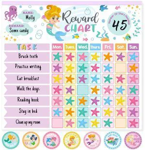 Reward Chart for Kids,Magnetic Behavior Chore Chart for Kids at Home,26 Mermaid Chore Charts,1960 Diamond Stickers,56 Reward Stickers,Incentive Chart to Develop Responsibility and Good Habits,Mermaid Reward Chart for Kids,Magnetic Behavior Chore Chart for Kids at Home,26 Mermaid Chore Charts,1960 Diamond Stickers,56 Reward Stickers,Incentive Chart to Develop Responsibility and Good Habits,Mermaid
