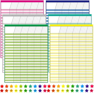6 Pack Multi-Color Laminated Dry Erase Incentive Chart with 120 Reward Star Stickers for Chore Responsibility, School Attendance, Homework Progress Tracking Chart (17 Inch x 22 Inch) 6 Pack Multi-Color Laminated Dry Erase Incentive Chart with 120 Reward Star Stickers for Chore Responsibility, School Attendance, Homework Progress Tracking Chart (17 Inch x 22 Inch)