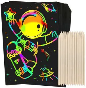 100Pcs Rainbow Scratch Drawing Art Paper Craft Set for Kids Boys Girls | Magic Scratch Off Art Supplies Kits Black Scratch Notes Sheet Doodle Pad for Fun DIY Toy Return Gift Birthday Party Favors 100Pcs Rainbow Scratch Drawing Art Paper Craft Set for Kids Boys Girls | Magic Scratch Off Art Supplies Kits Black Scratch Notes Sheet Doodle Pad for Fun DIY Toy Return Gift Birthday Party Favors