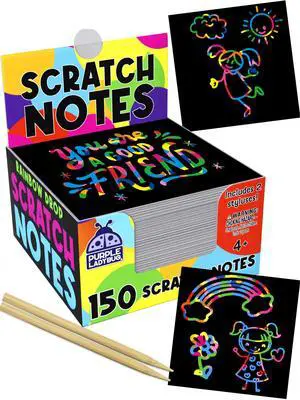 Scratch Art for Kids - 150 Pcs Rainbow Scratch Art Paper Mini Notes | Arts and Crafts Supplies Ages 4-12, Stocking Stuffers for Kids, Activities for Classroom, Camping, Summer, Travel, & Wedding Scratch Art for Kids - 150 Pcs Rainbow Scratch Art Paper Mini Notes | Arts and Crafts Supplies Ages 4-12, Stocking Stuffers for Kids, Activities for Classroom, Camping, Summer, Travel, & Wedding