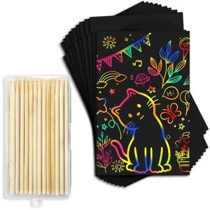 Rainbow Scratch Art Paper Crafts120pcs(80 Papers+40 Stylus pens) | Black Magic Scratch Off Craft Set Classroom Supplies Kits 3-12 Years Old Girls Boys Games Birthday Gifts Easter Rainbow Scratch Art Paper Crafts120pcs(80 Papers+40 Stylus pens) | Black Magic Scratch Off Craft Set Classroom Supplies Kits 3-12 Years Old Girls Boys Games Birthday Gifts Easter