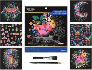 Scratch Art Paper Pad - 12 Mystical Designs, 8x8 Metallic Kit | Metallic Guided Art Set for Adults Includes Brush and Dual-Sided Stylus, 12 Perforated Tear Out Sheets for Home Decor Scratch Art Paper Pad - 12 Mystical Designs, 8x8 Metallic Kit | Metallic Guided Art Set for Adults Includes Brush and Dual-Sided Stylus, 12 Perforated Tear Out Sheets for Home Decor